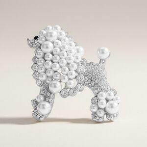 Pearl & Crystal Poodle Brooch